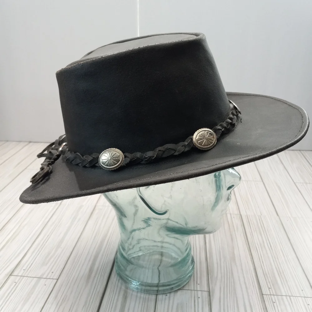 Vintage Western Mexico Leather Concho Hat